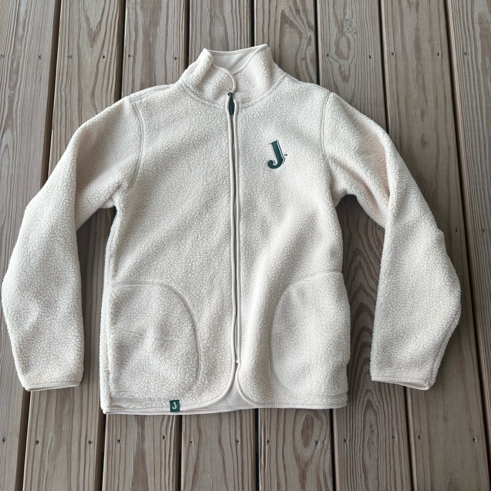 ** Jameson Whiskey White Green Fleece zip Up shacket sweater Small